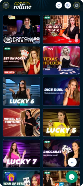 Rollino Casino live games